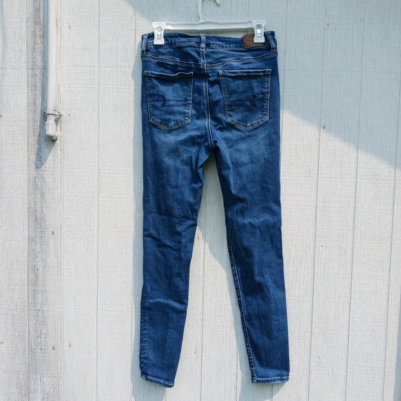 American Eagle Jegging Women Size 8 Super Hi Rise Distressed Frayed Stretch - Picture 6 of 9